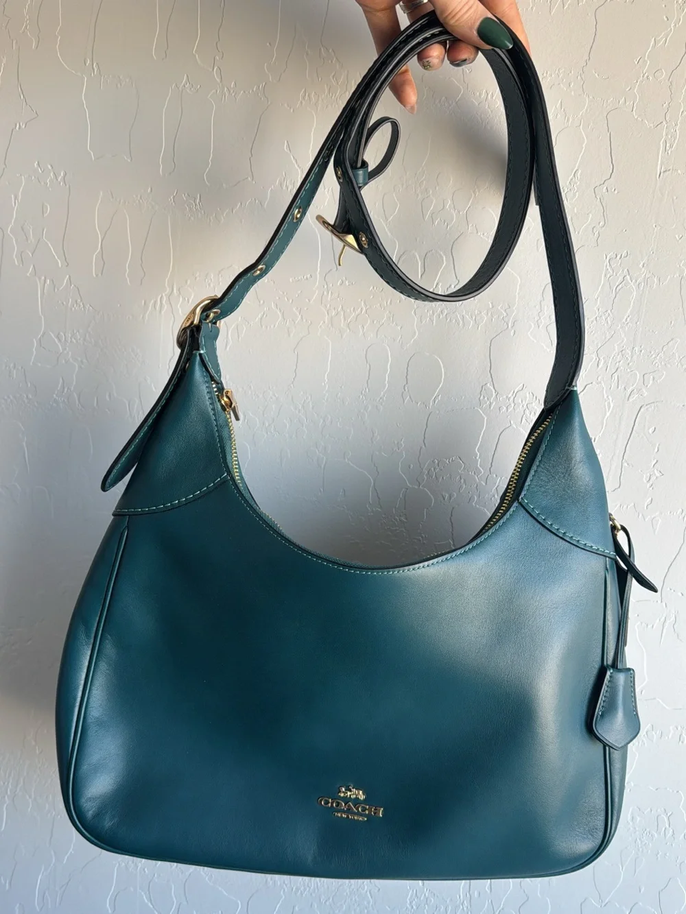 Coach large Ella shoulder bag hobo crossbody CCE48 deep teal blue NWOT